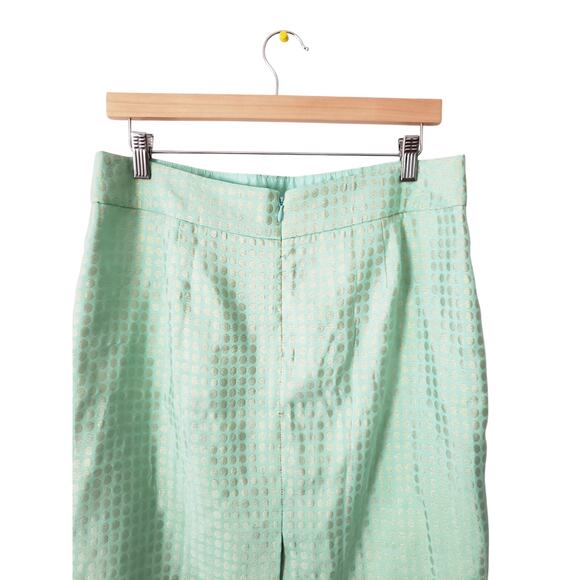J Crew Green Gold Dazzling Dots Silk Blend Pencil Skirt Size 10 - Picture 5 of 9